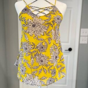 Floral Yellow Strappy Women's Top